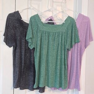 EVRI Green, Grey, and Purple Short Sleeve Tops